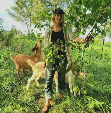 Lindsay with goats